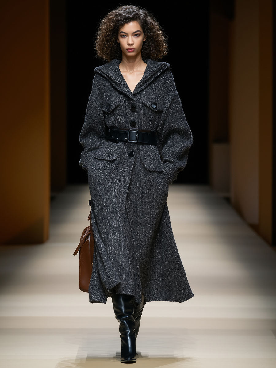 Veste à capuche en tricot oversize avec poches pratiques