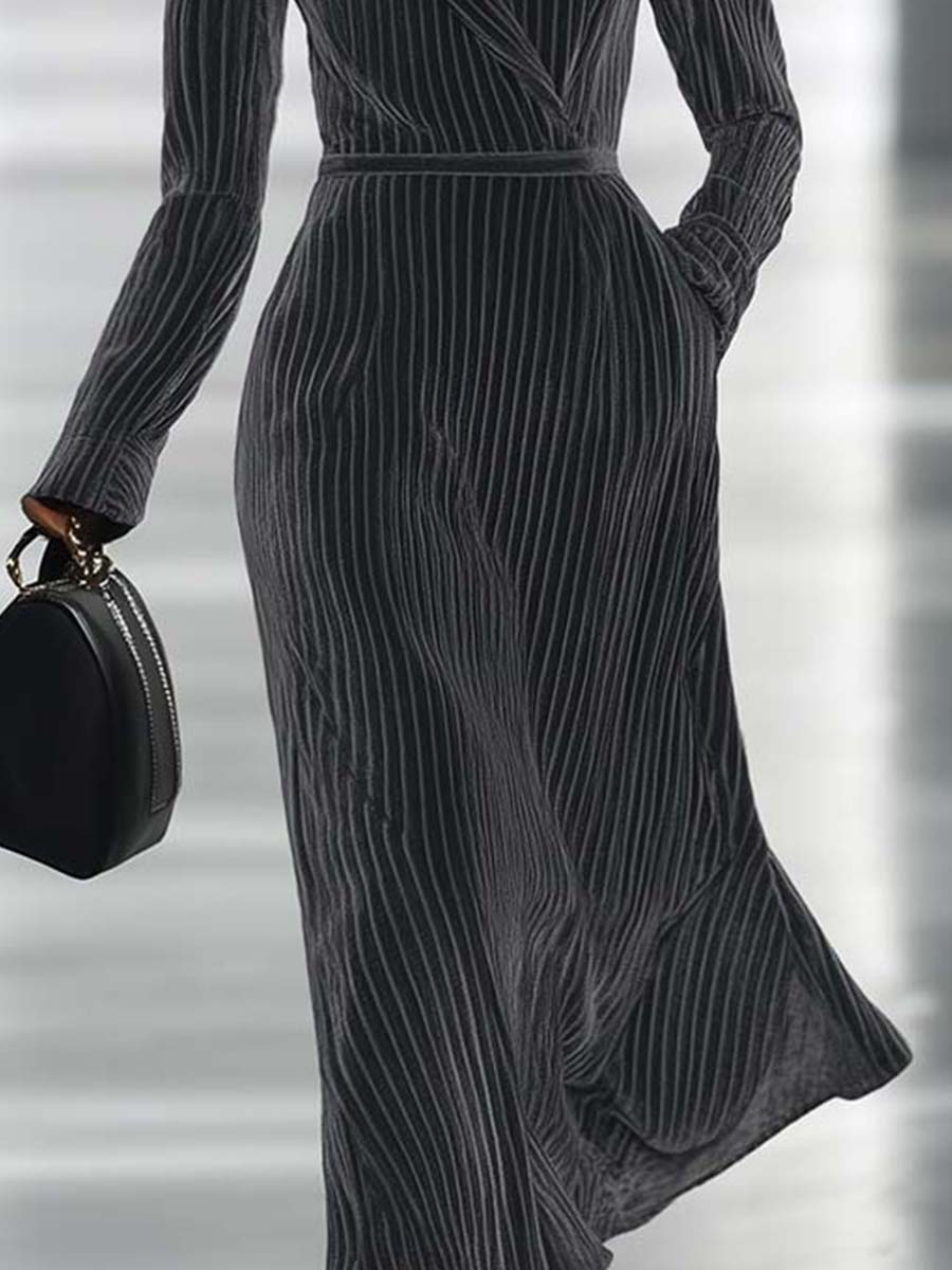 Robe Midi Vintage Chic avec Col - Expédition Rapide en 24 Heures