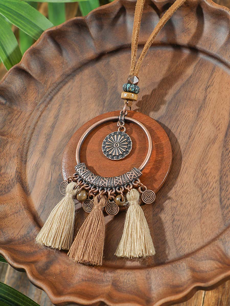 Collier et Boucles d'Oreilles Bohémiennes Vintage en Tresse Distress