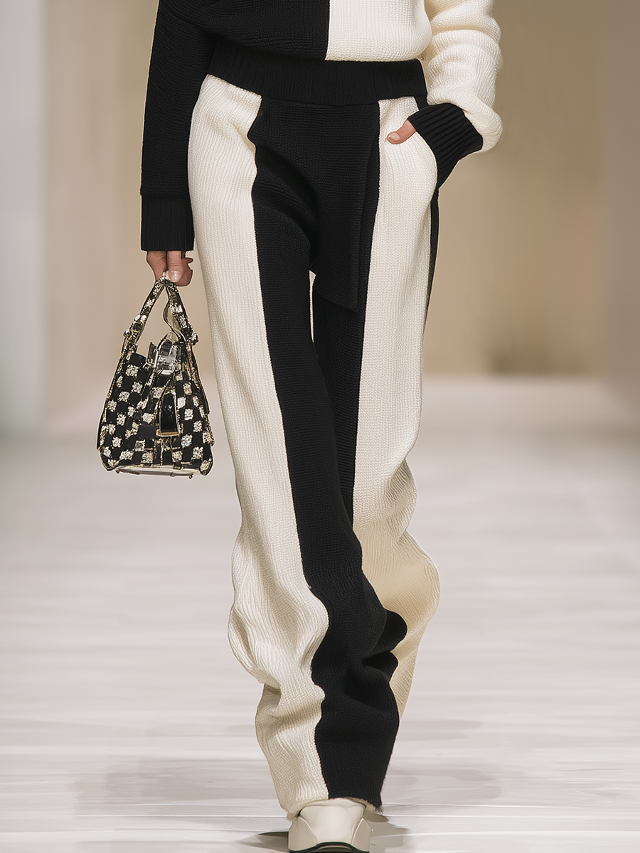 Ensemble Sportif Rétro : Pull Zippé à Col Montant et Pantalon Bicolore