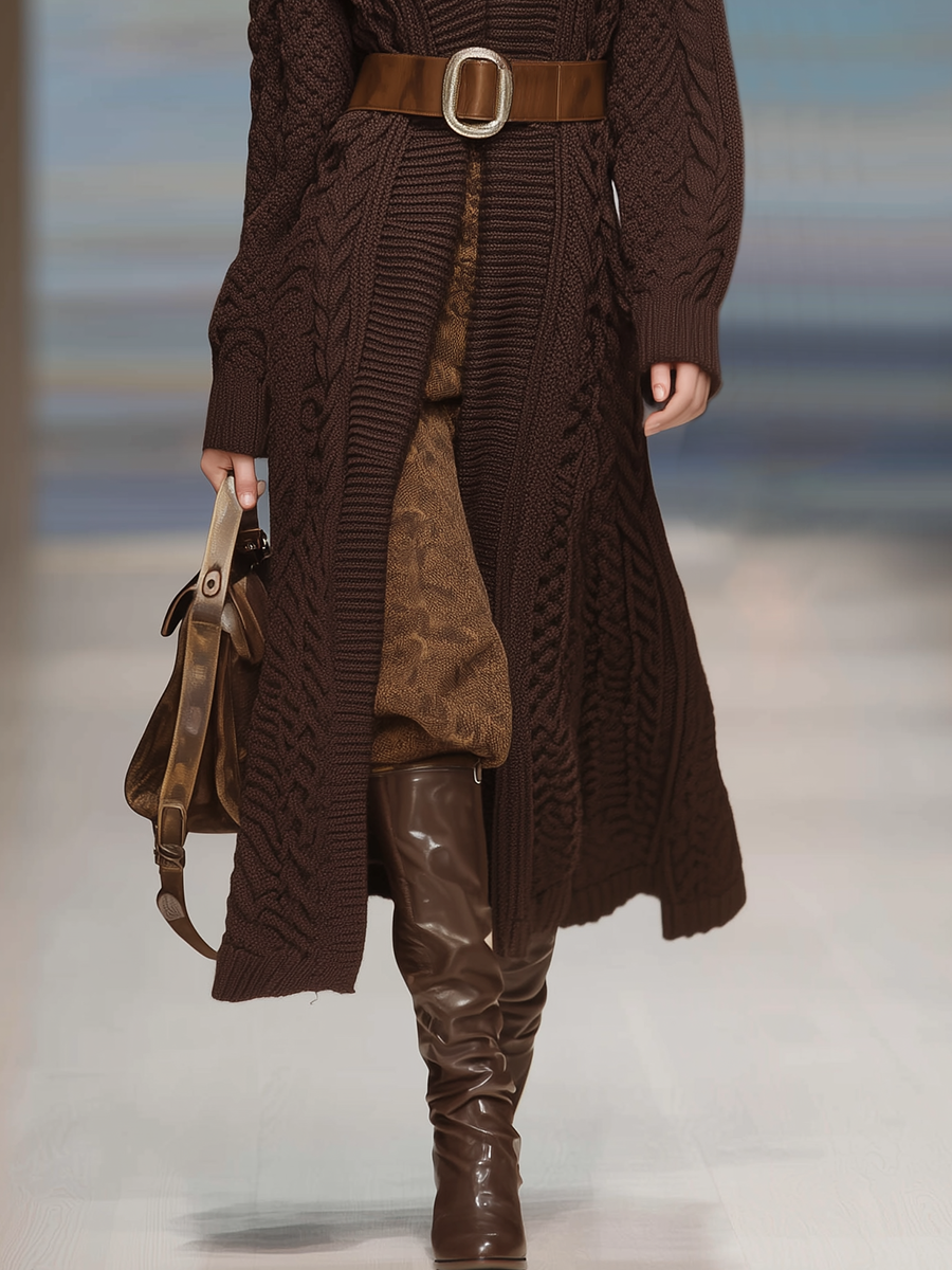 Chic Retro Long Knit Cardigan