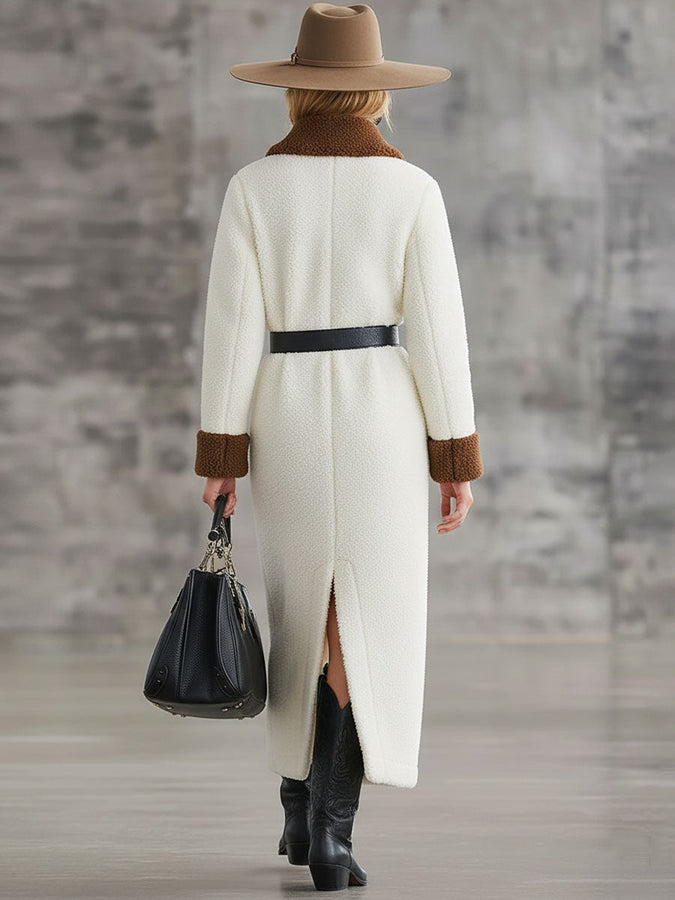 Robe Midi en Polaire Blanche à Lacets - Style Western Rétro avec Demi-Zip