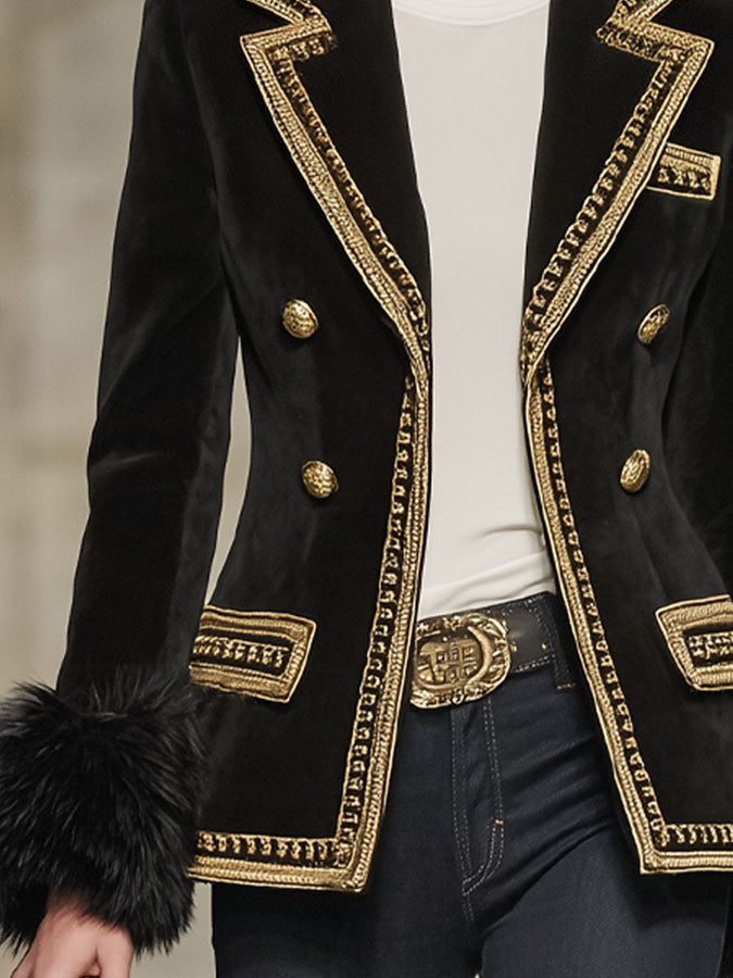 Veste Élégante en Suède Synthétique Douce avec Détails Contrastés