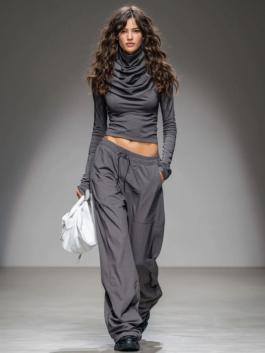 Ensemble Décontracté : T-shirt à Manches Longues et Pantalon Ample