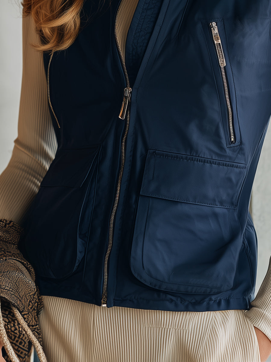 Veste sans manches décontractée en bleu foncé