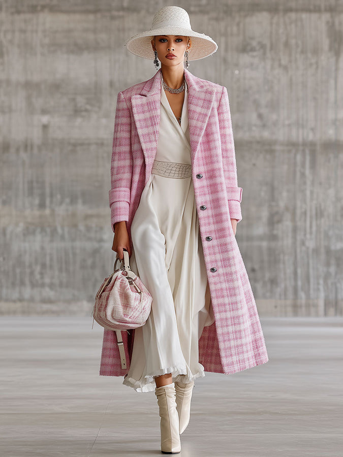 Veste en Laine à Motif Carreaux Roses : Élégance Rétro et Polyvalence