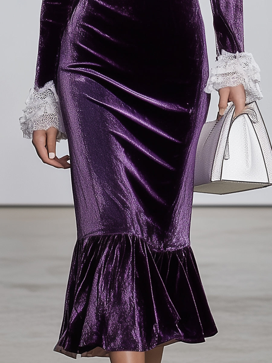 Robe Midi en Dentelle Blanche avec Encolure V Violet"
Here’s a more captivating option: "Élégante Robe Midi en Dentelle Blanche à Encolure V Violet