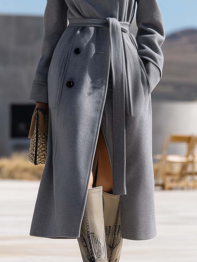 Veste en Laine Grise Chic à Double Boutonnage – Élégance et Style Assuré