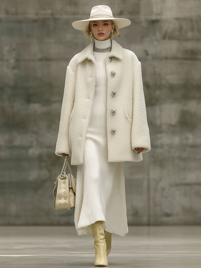 Veste Polaire Rétro Blanche