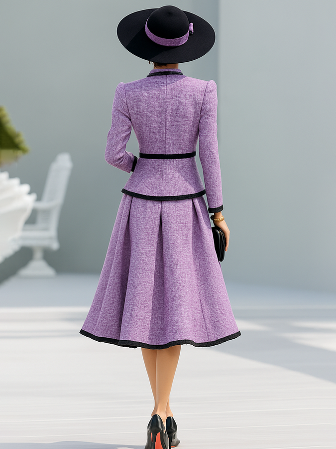 Ensemble Élégant en Tweed Bicolore