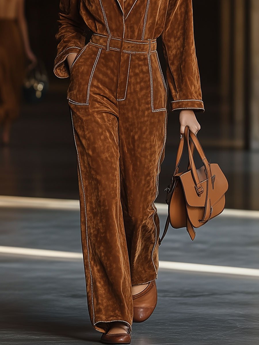 Expédition Rapide en 24h : Combinaison Vintage Suédoise Décontractée à Manches Longues avec Poche Apparente