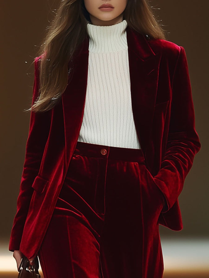 Blazer Décontracté en Velours Épais avec Poches - Expédition en 24 Heures !
