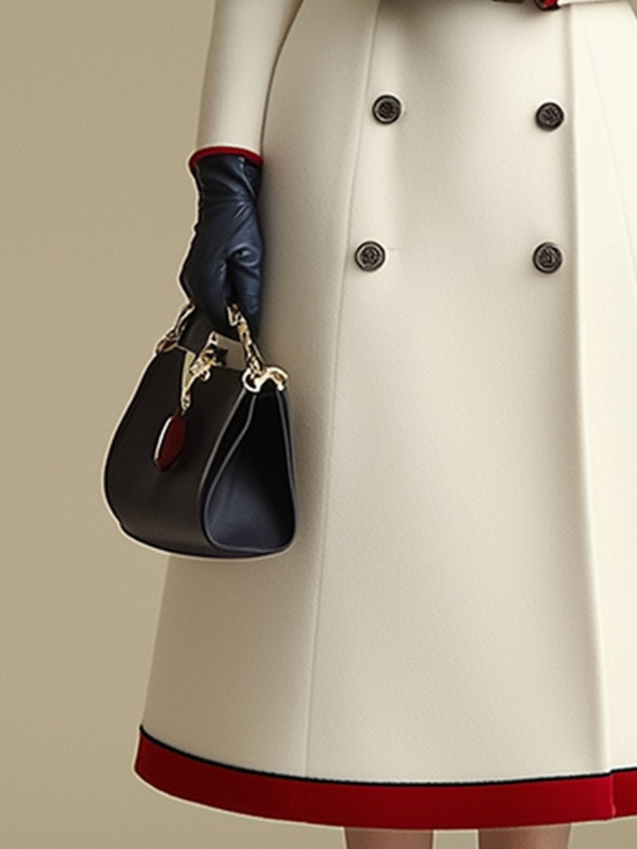 Chic Manteau Long Coloré à Double Boutonnage - Expédition en 24 Heures!