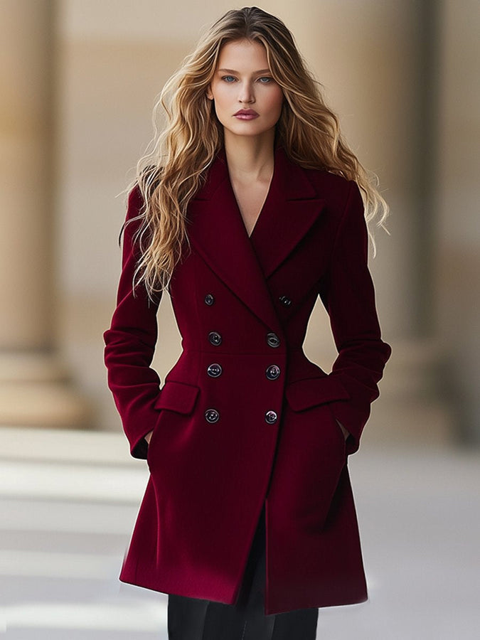 Livraison Rapide en 24h : Manteau Élégant en Laine de Luxe à Taille Haute