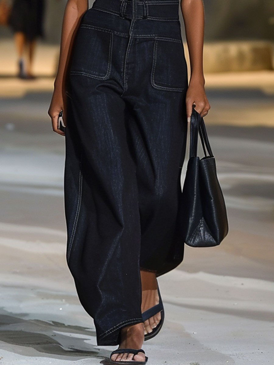 Salopette en Jean Détendue Sans Manches à Col V Rétro - Expédition Rapide en 24 Heures!