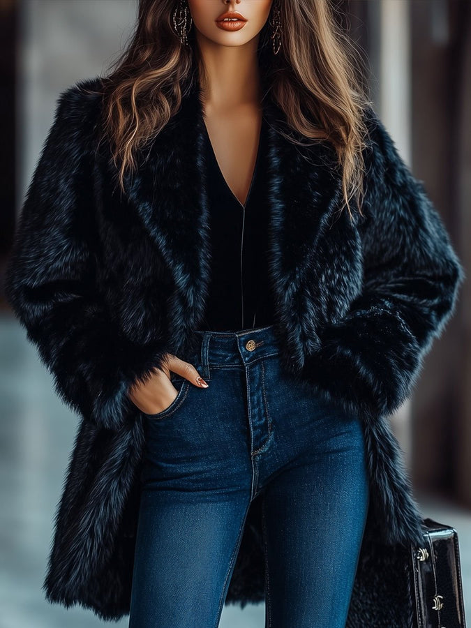 【Expédition en 24h】Manteau rétro décontracté en fausse fourrure