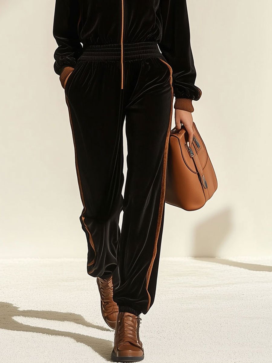 Combinaison Zippée en Velours Rétro : Confort Décontracté, Expédition en 24 Heures