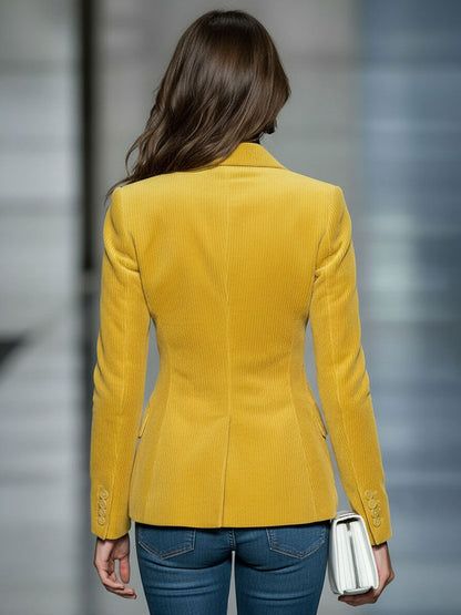 Blazer Vintage en Velours à Bouton Unique