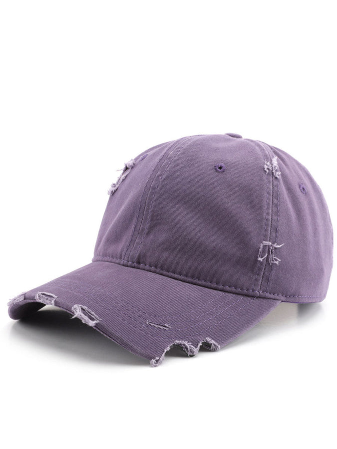 Casquette en coton décontractée à la mode avec effet déchiré