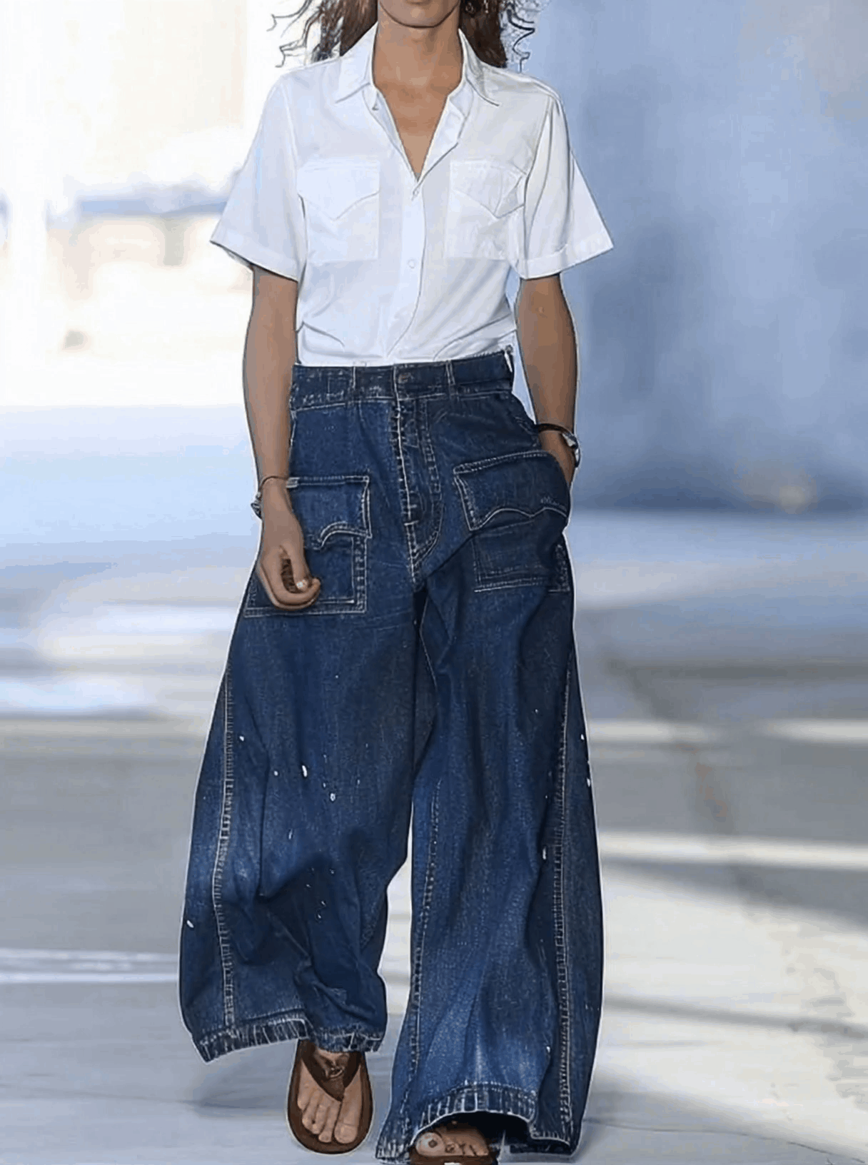 Jeans Amples au Style Graffiti avec Multiples Poches - Expédition Rapide en 24 Heures