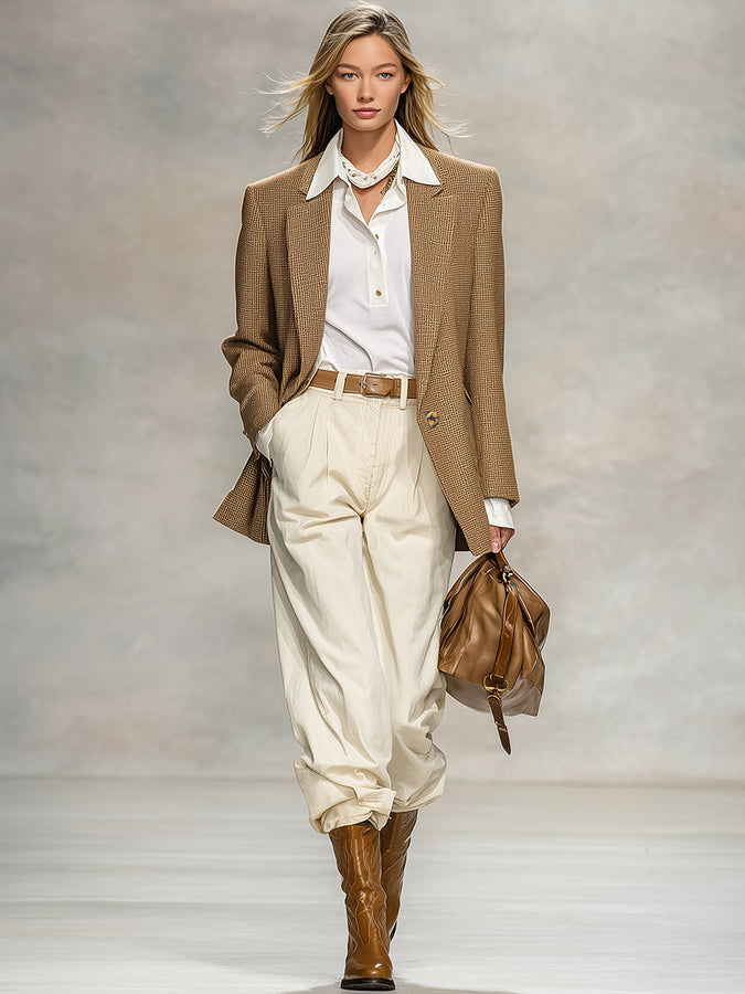 Chic Veste Kaki au Style Rétro