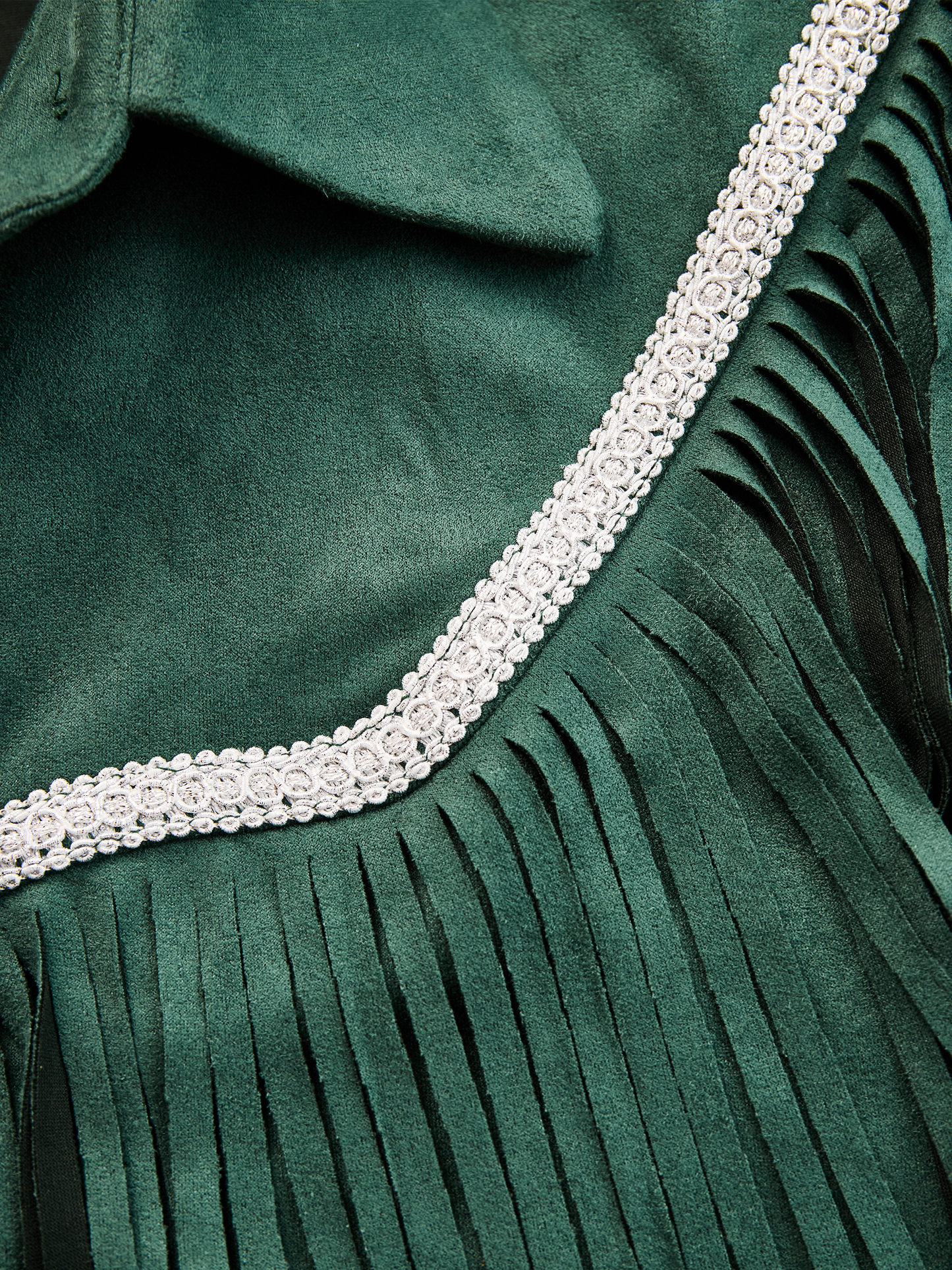 Chemise Bohème en Suède avec Col Frangé - Expédition Rapide en 24 Heures!