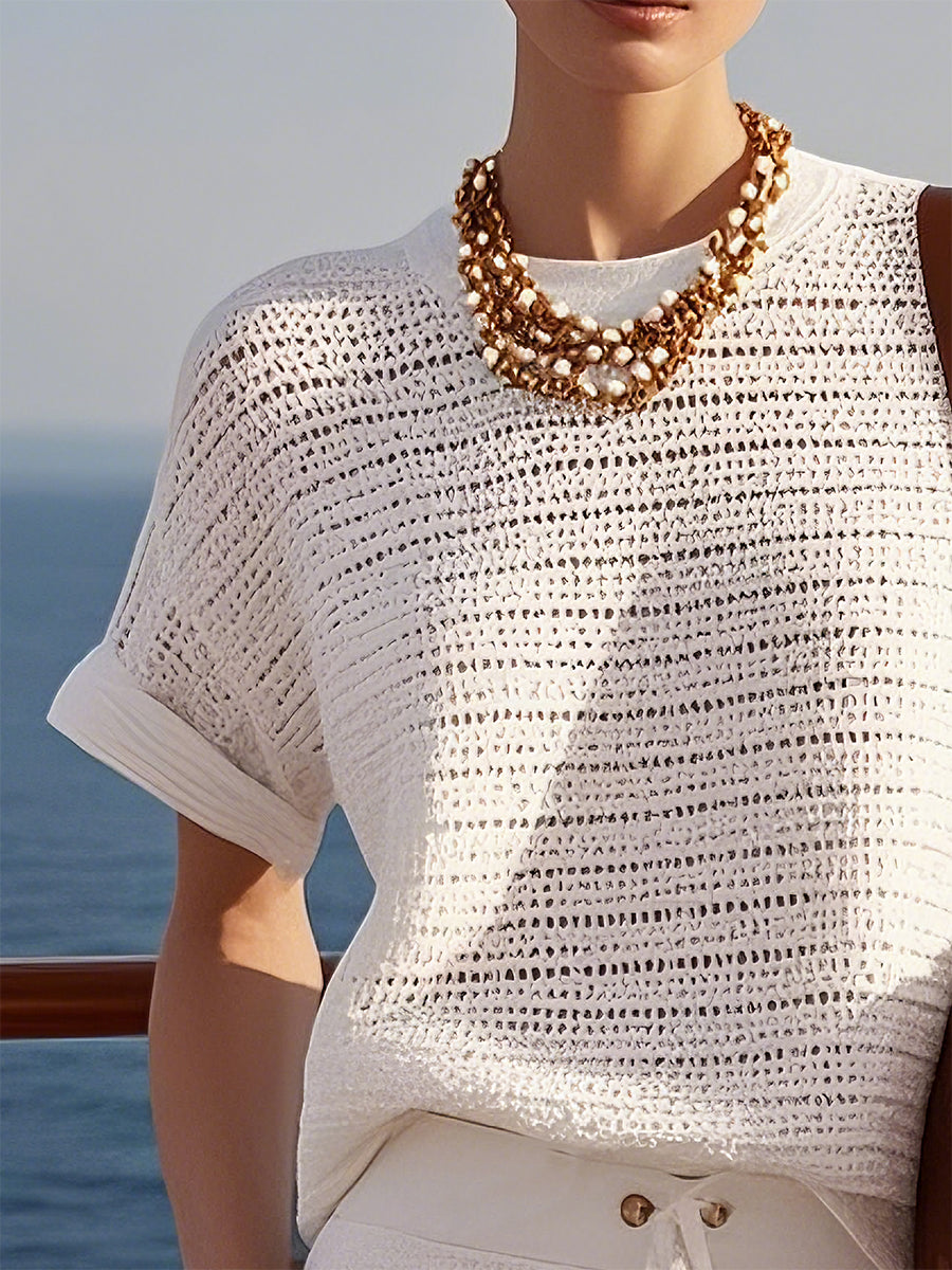 Ensemble de Shorts Blancs à Manches Courtes : Chic et Décontracté pour des Vacances Inoubliables - Expédition en 24 Heures !