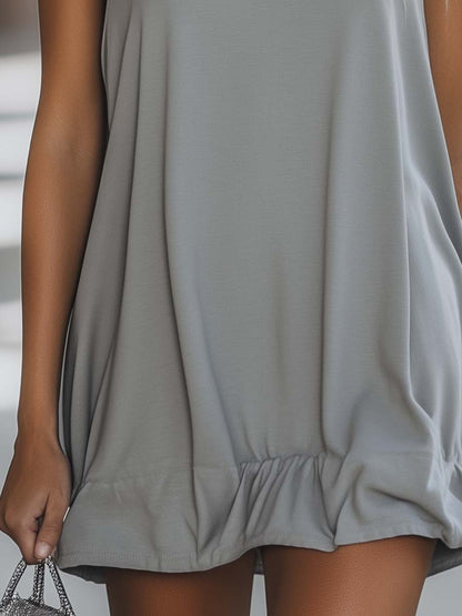 Robe Mini Décontractée Grise à Capuche - Expédition Rapide en 24 Heures !