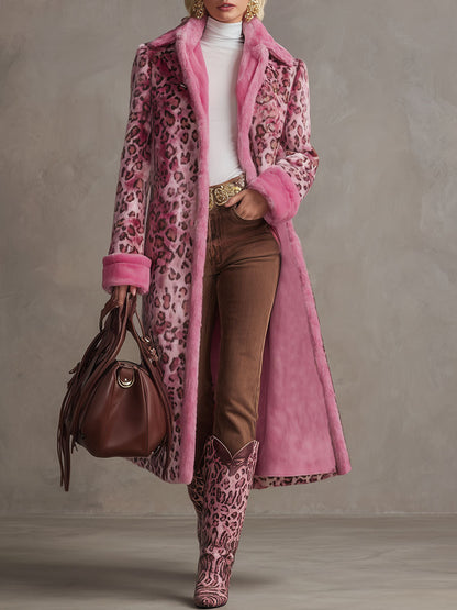 Veste en Fleece à Motif Léopard Rose Vibrant