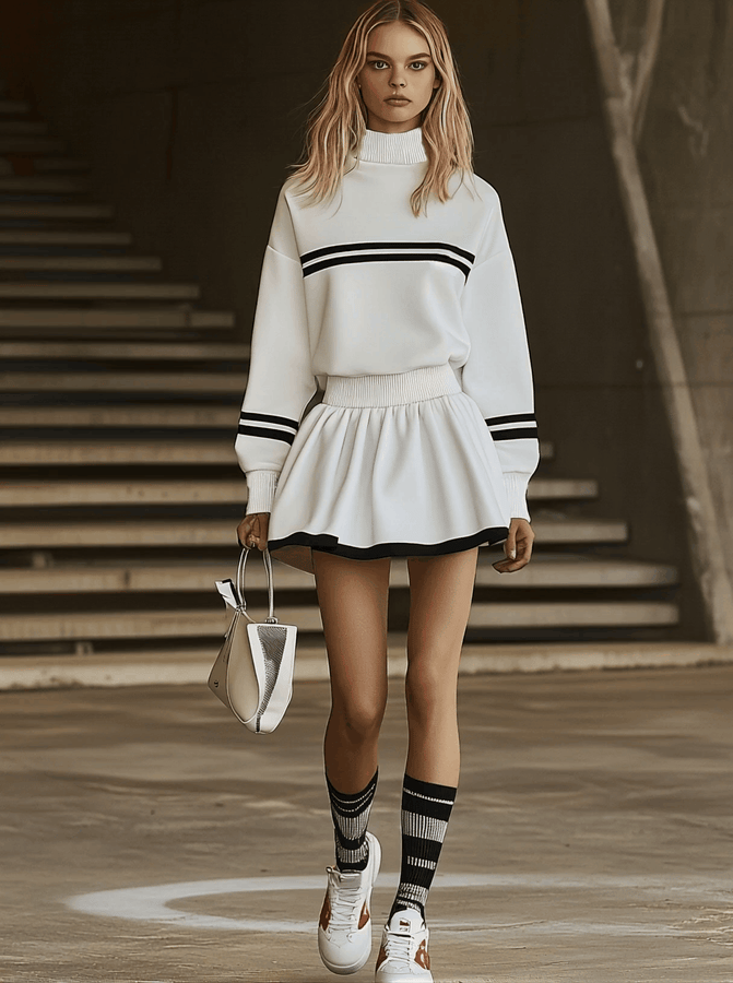 Robe Mini à Manches Longues en Sweat Rayé - Livraison Rapide en 24h!