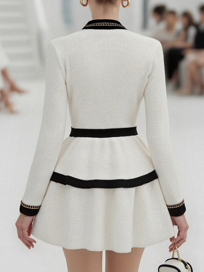 Ensemble Urbain Chic : Haut à Manches Longues et Jupe Plissée - Expédition en 24 Heures