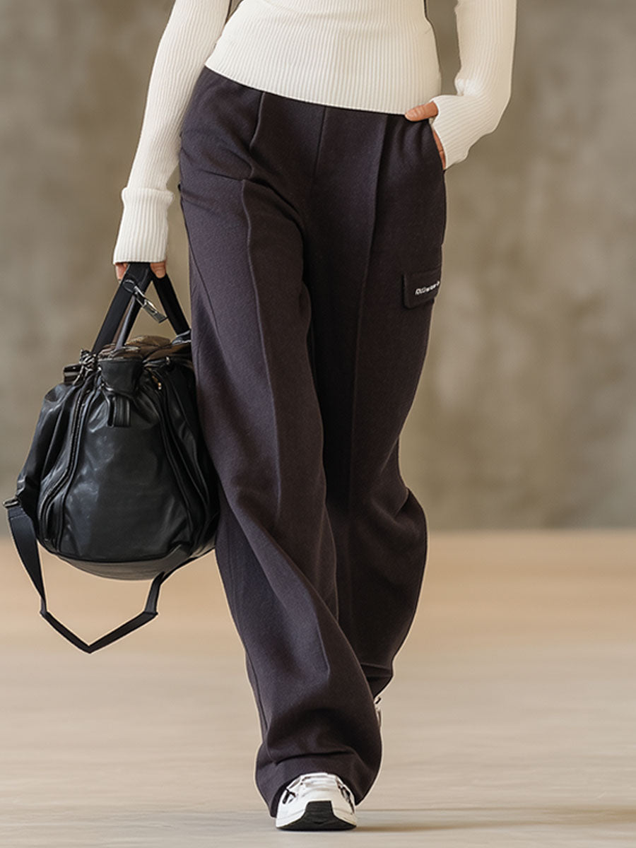 Ensemble Chic : Haut Zippé à Col Montant et Pantalons Amples Confortables