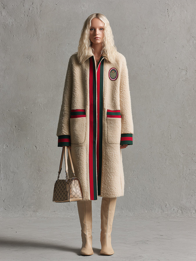 Chic Manteau Beige en Fausse Laine d'Agneau : Élégance et Simplicité