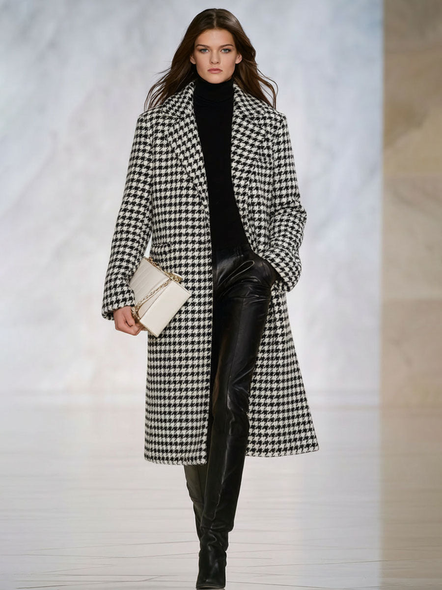 Veste à carreaux noir et blanc avec double poche