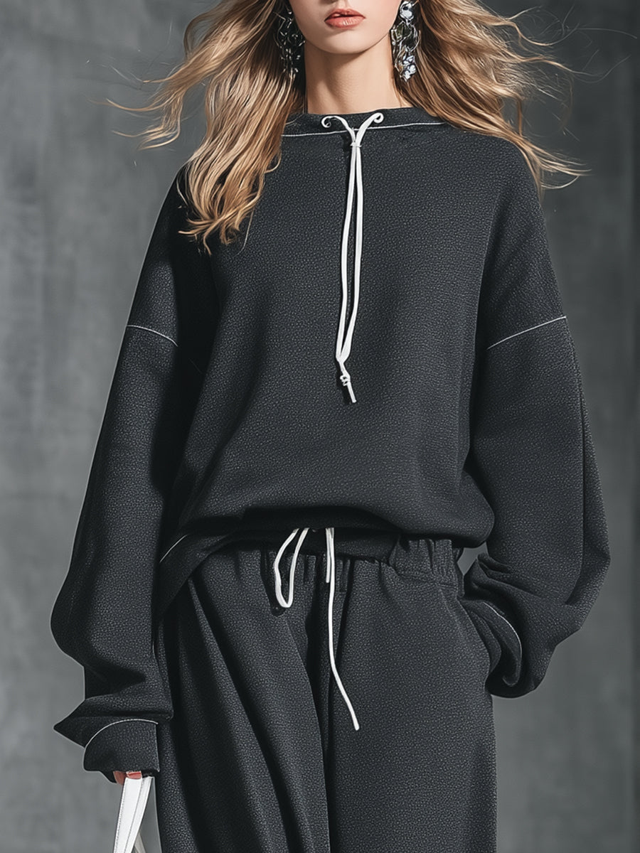 Ensemble Sportif : Sweat-Shirt à Col Rond et Pantalons Évasés
