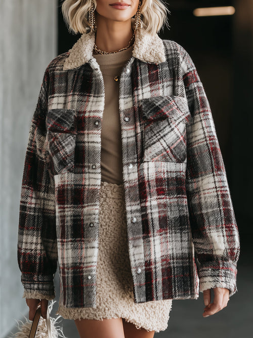 Veste en Laine à Carreaux Élégante