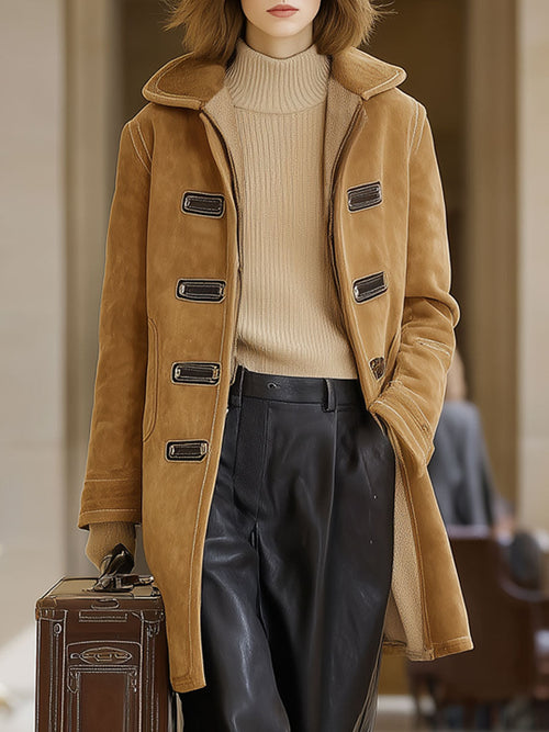 Veste en polaire suédine kaki vintage - Élégance décontractée