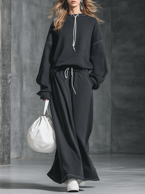 Ensemble Sportif : Sweat-Shirt à Col Rond et Pantalons Évasés