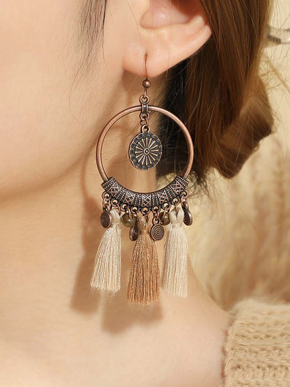 Collier et Boucles d'Oreilles Bohémiennes Vintage en Tresse Distress
