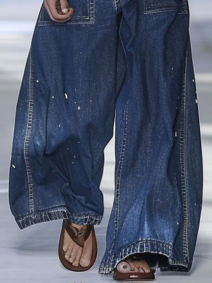 Jeans Amples au Style Graffiti avec Multiples Poches - Expédition Rapide en 24 Heures