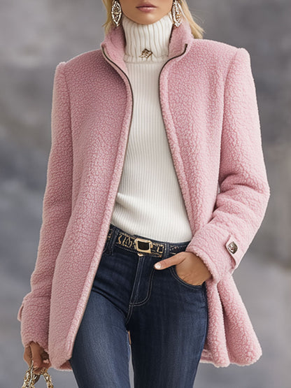 Veste Vintage en Polaire Rose avec Capuche - Style Décontracté