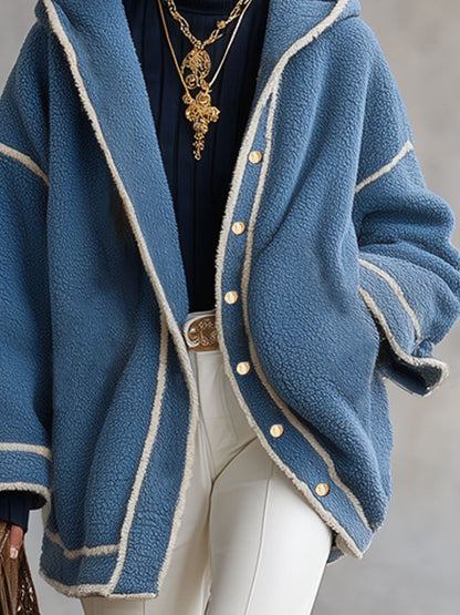 Veste en polaire oversize avec bordure contrastante et fermeture à boutons