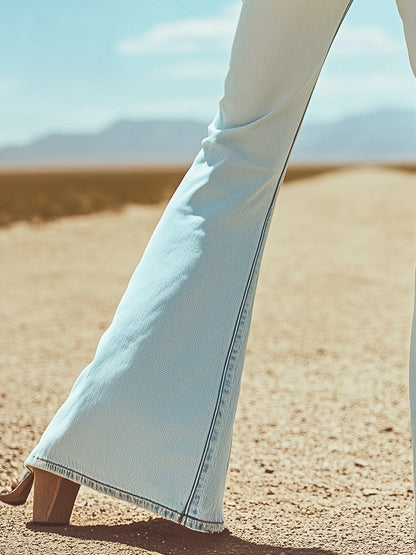 Expédition Rapide : Pantalons en Denim Évasés avec Broderie Étoile Vintage sur Poche Arrière