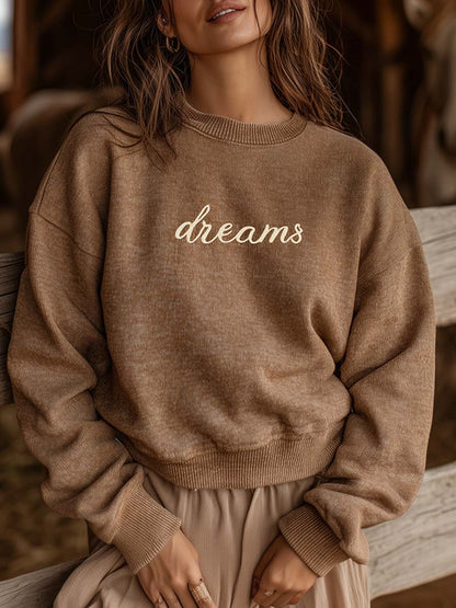 Pull Retro Décontracté en Tricot Marron Mélangé