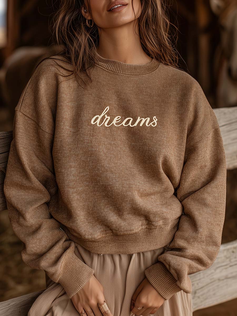 Pull Vintage Marron Chiné en Tricot Décontracté