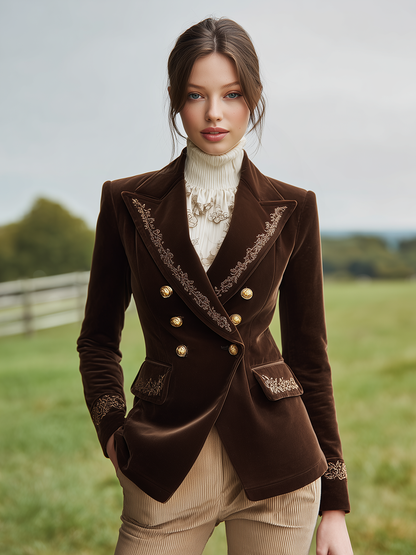 Élégant Blazer en Velours au Charme Western Rétro
