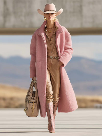 Veste en polaire rose avec zip avant et col réversible tendance