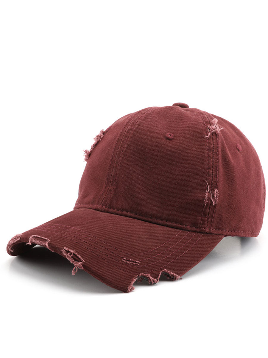 Casquette en coton décontractée à la mode avec effet déchiré