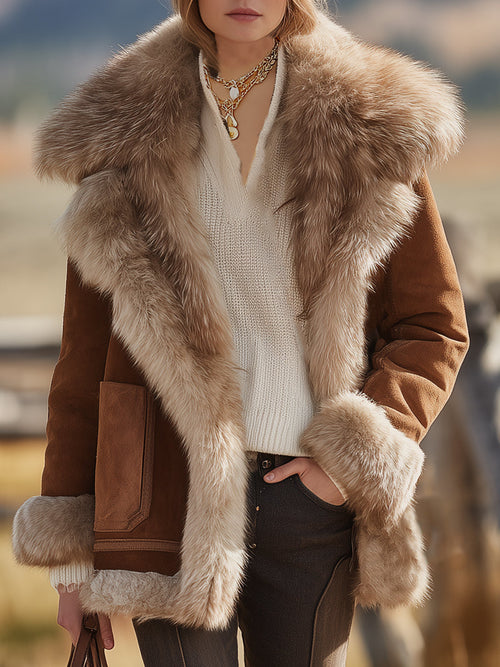 Veste Vintage Western en Fourrure Éco-Responsable de Luxe