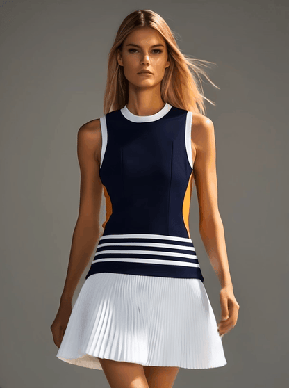 Robe Mini Bicolore Bleu Marine et Blanc - Expédition Rapide en 24 Heures